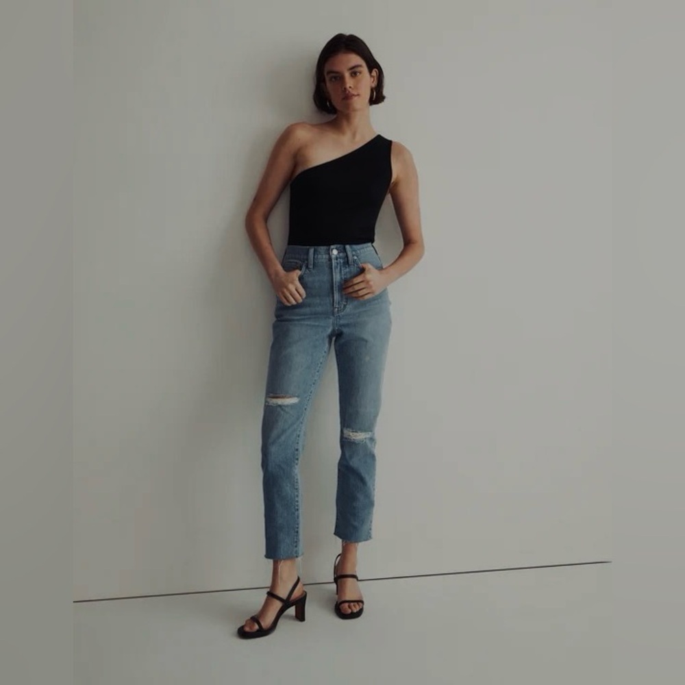 Madewell The Perfect Vintage High Rise Distressed Mom Jeans With Raw Hems Sz 23